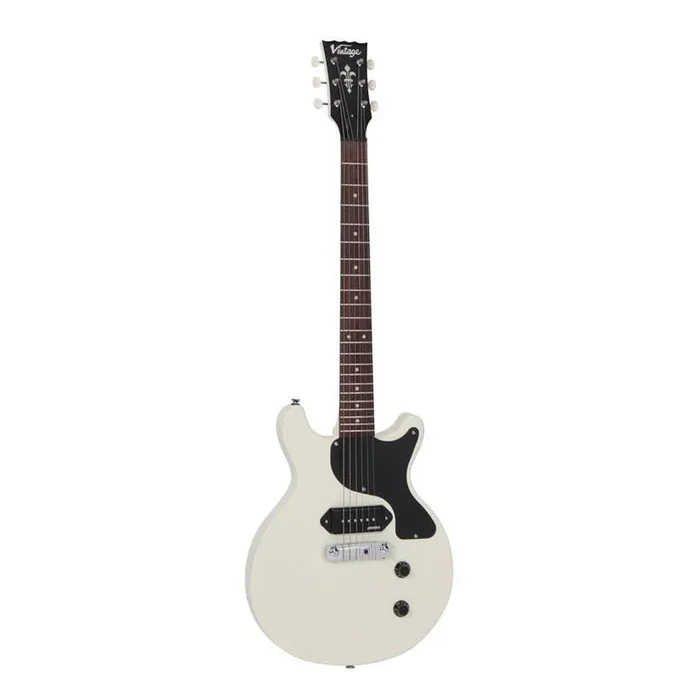 Vintage Icon V130CRS Doublecut Vintage White Les Paul Jr. Electric Guitar (V130VW)