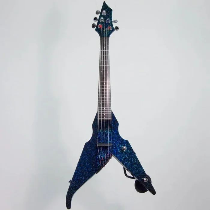 Violons en bois Viper, 5 cordes, frettes Phantom, Kosmic Kamen Sparkle, micro Barbera