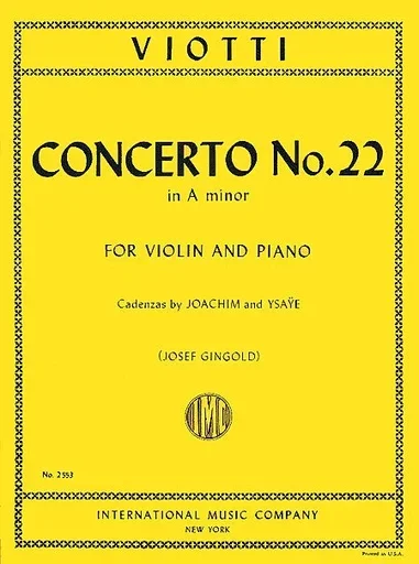 Viotti, G.B. (Gingold): Concerto No. 22 in a minor (violin & piano)