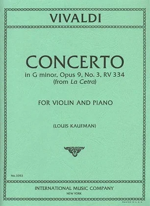 Vivaldi, A.: Concerto Op.9 No.3 in g minor from ”La cetra”(violin & piano)