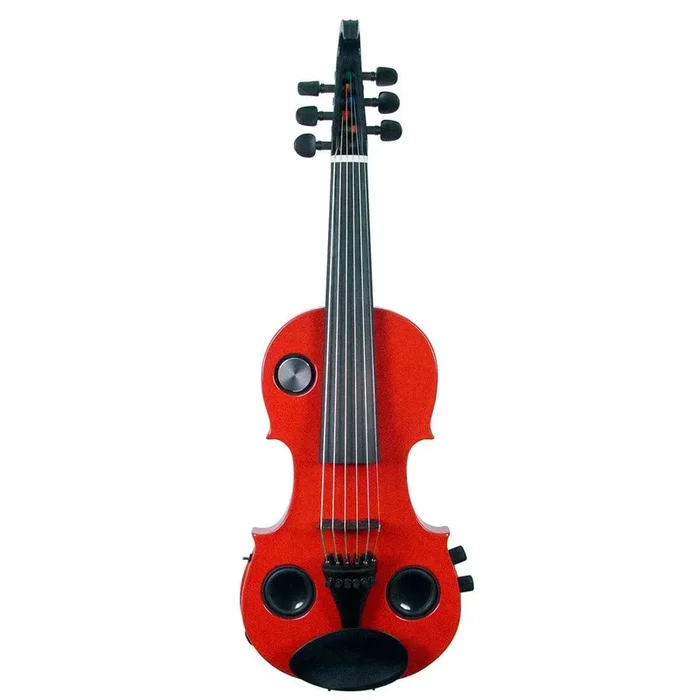 Volta Violinatron V6-R violín híbrido de 6 cuerdas con altavoces y reverberación integrados, rojo