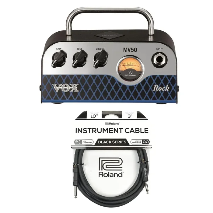 Vox MV50CR Rock 50 Watt Head Cable Bundle