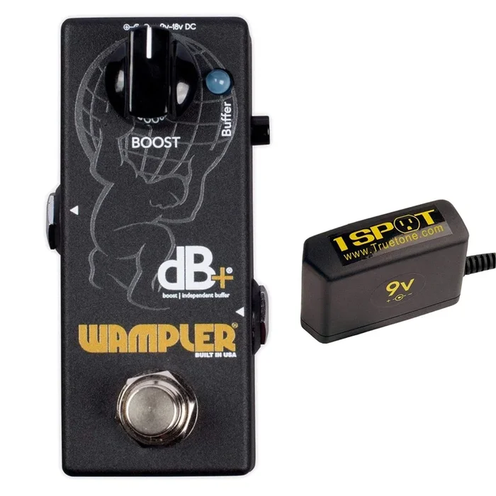 Wampler db+ Buffer/Boost Pedal Bundle w/ Truetone 1 Spot Space Saving 9v Adapter