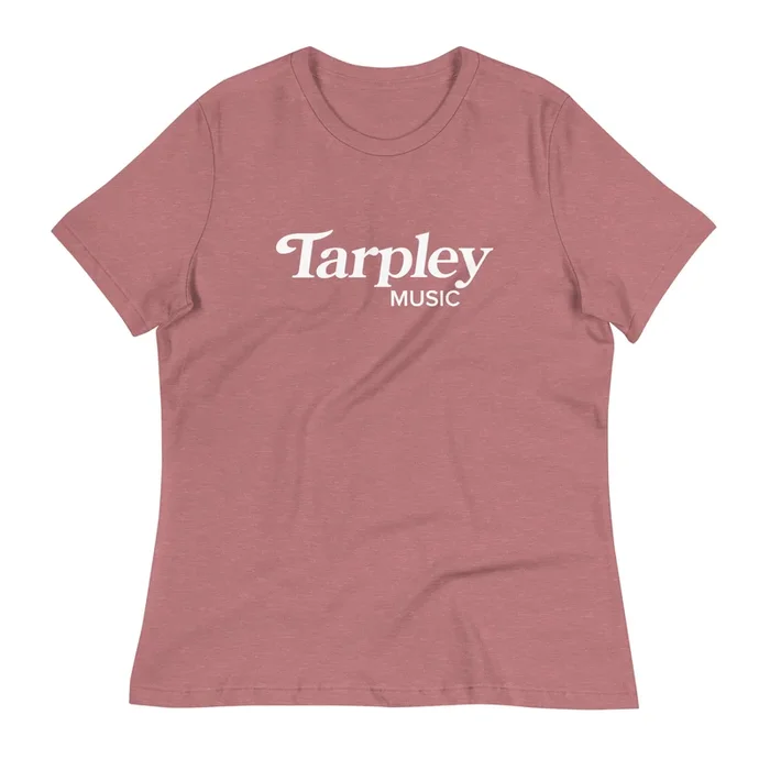 Women’s Relaxed T-Shirt | Tarpley Music Logo | Heather Mauve