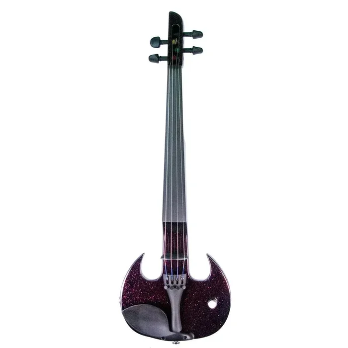 Wood Violins Stingray Pro Violín eléctrico de 4 cuerdas, acabado brillante morado