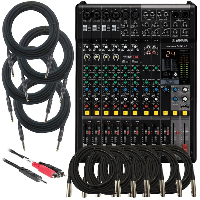 Yamaha MG12X 12-Input Stereo Mixer with Effects CABLE KIT
