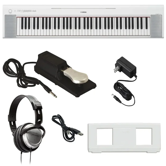 Yamaha Piaggero NP-35 76-Key Portable Keyboard – White BONUS PAK