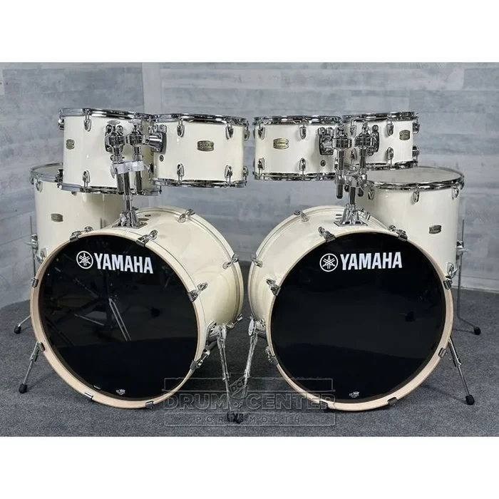 Yamaha Stage Custom Birch 8pc Drum Set (24″ Double Bass) Classic White