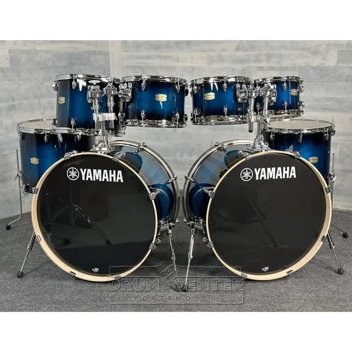 Yamaha Stage Custom Birch 8pc Drum Set (24″ Double Bass) Deep Blue Sunburst