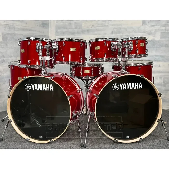 Yamaha Stage Custom Birch 9pc Drum Set (22″ Double Bass) Cranberry Red