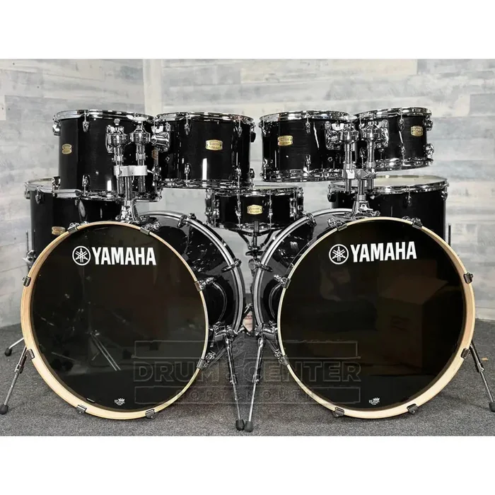 Yamaha Stage Custom Birch 9pc Drum Set (24″ Double Bass) Raven Black