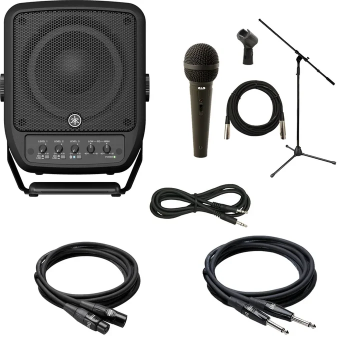 Yamaha STAGEPAS100 6.5″ Powered PA with 3 Channel Mixer PERFORMER PAK