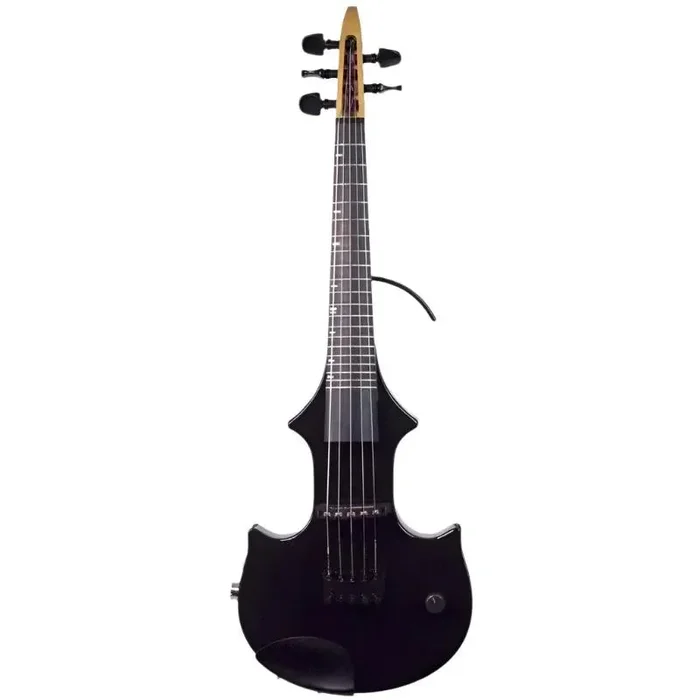 ZETA JV 45 Jazz Fusion 5-string fretted electric violin, Z-inlay pattern, Gloss Black with straight maple neck