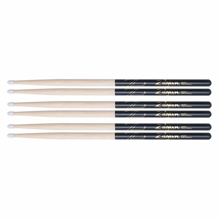 Zildjian 5A Nylon Dip Drum Sticks (3 Pair Bundle)