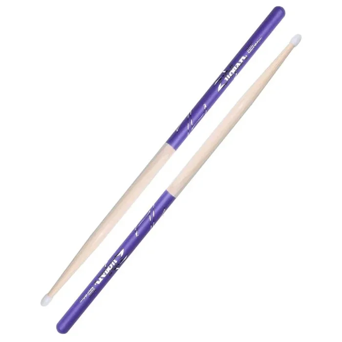 Zildjian Z5ANDP Nylon Tip Hickory Drumsticks – Purple Dip – 5A